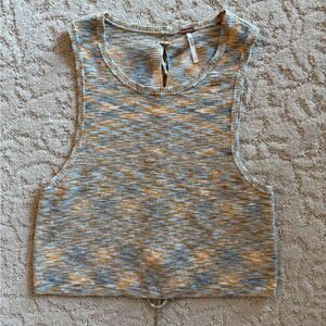 Free People Sleeveless Sweater Tank Open Back Medium Short Crop Top.